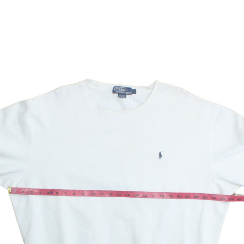 Polo Ralph Lauren Women White Cotton Blend Crew Neck Sweatshirt L