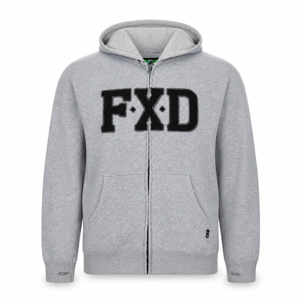 FXD Mens Grey Full Zip Hoodie Size L Regular Fit Logo Sweatshirt