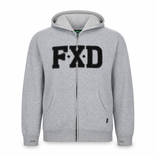 FXD Mens Grey Full Zip Hoodie Size L Regular Fit Logo Sweatshirt