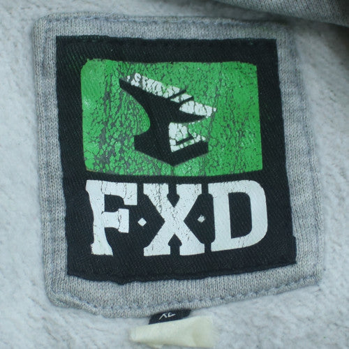 FXD Mens Grey Full Zip Hoodie Size L Regular Fit Logo Sweatshirt