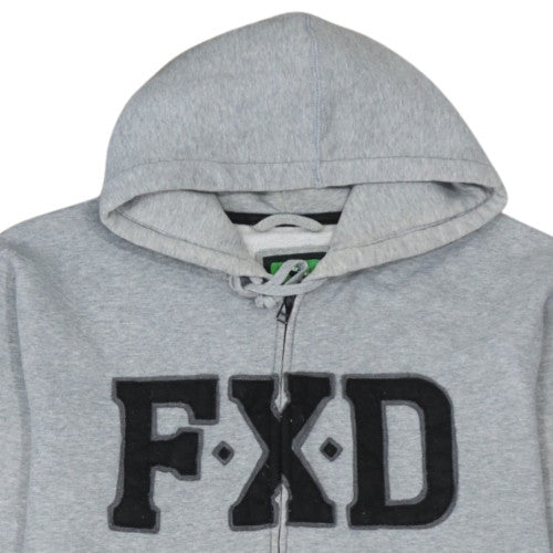 FXD Mens Grey Full Zip Hoodie Size L Regular Fit Logo Sweatshirt