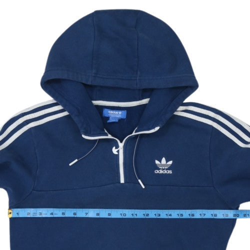 Adidas Mens Navy Blue 1/2 Zip Pullover Hoodie Size S Classic Logo