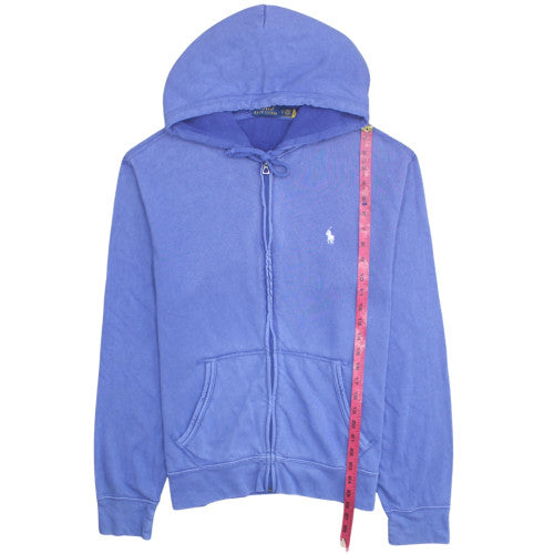 Ralph Lauren Men's Blue Full Zip Hoodie Size L Cotton Logo