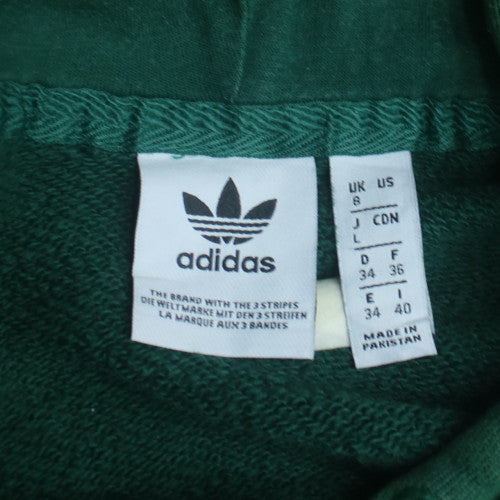 Adidas Womens Green Pullover Hoodie UK 8 Cotton Hooded Sweatshirt