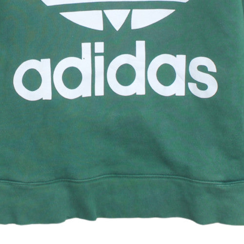 Adidas Womens Green Pullover Hoodie UK 8 Cotton Hooded Sweatshirt