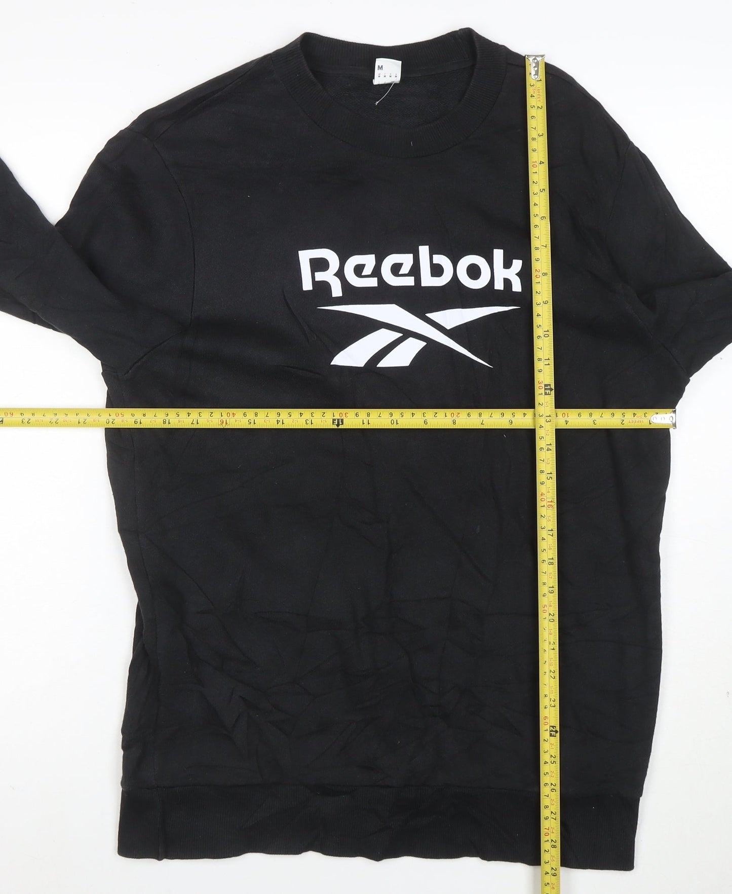 Reebok Mens Black M Pullover Crew Neck Logo Sweatshirt