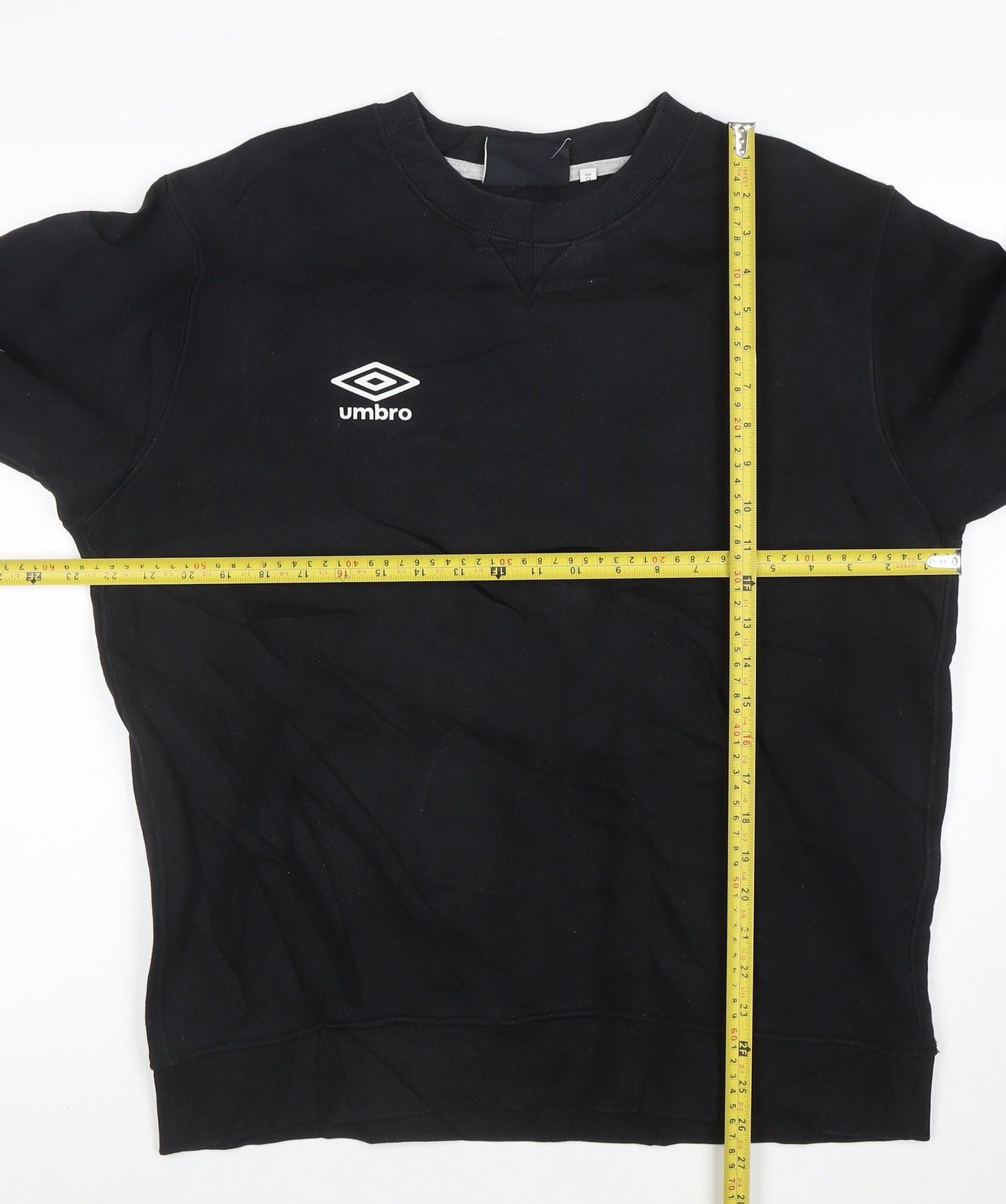 Umbro Mens Black L Crew Neck Pullover Sweatshirt Fleece
