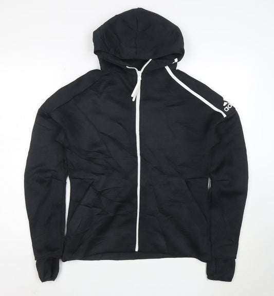 Adidas Womens Black Full Zip Hoodie L Hooded Sweatshirt