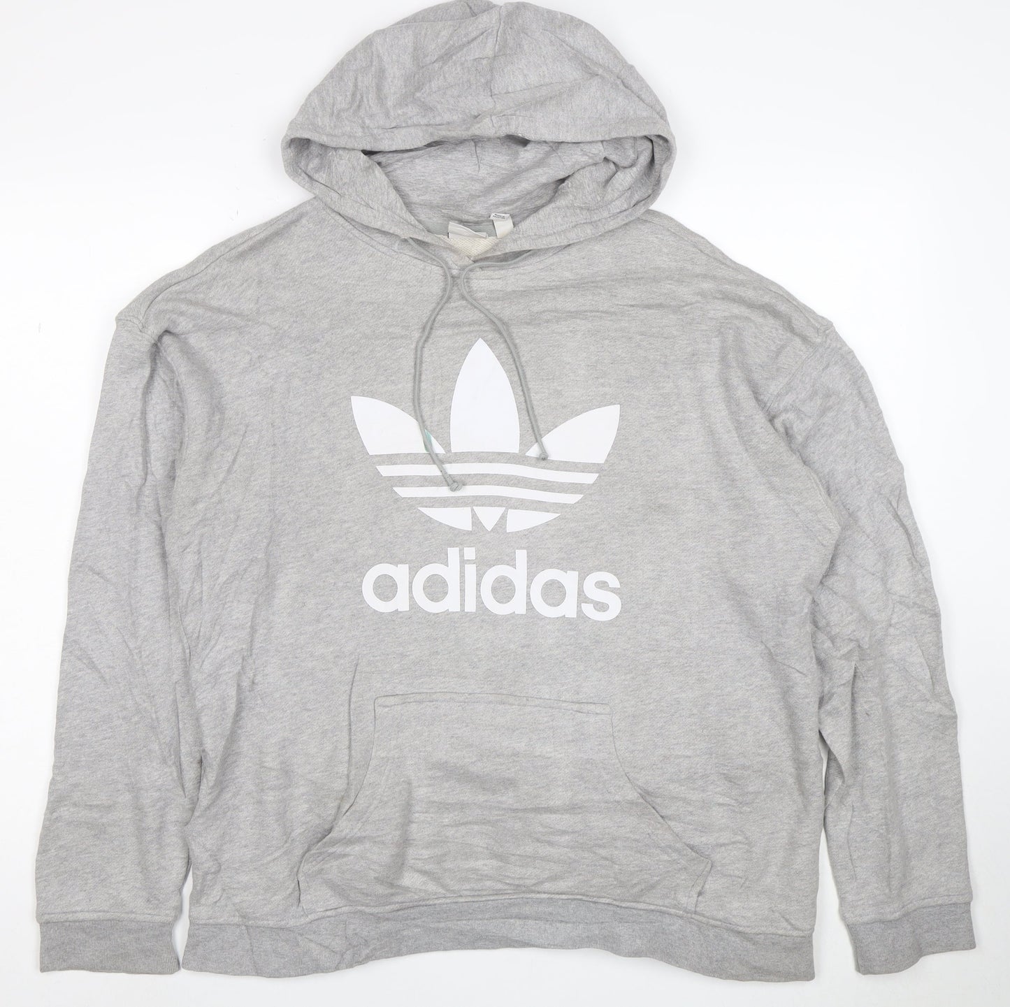 Adidas Womens Grey Size 12 Pullover Hoodie with Logo Print