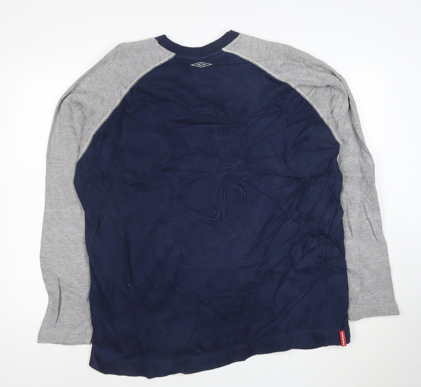 Umbro Men's Blue & Grey Long Sleeve Crew Neck Pullover Sweatshirt L