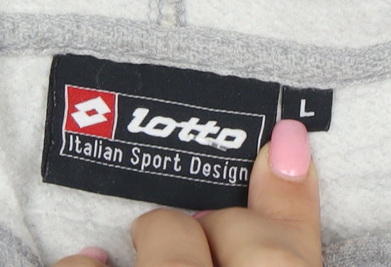 Lotto Men's Grey Full Zip Hoodie L Sports Fleece Sweatshirt