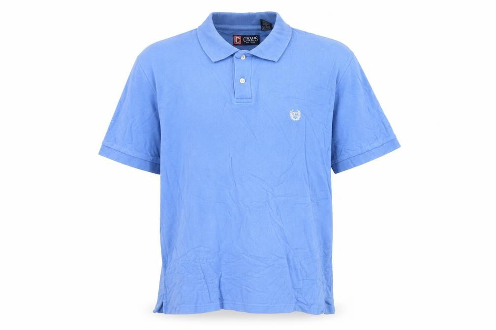Chaps Men's Blue Cotton Short Sleeve Polo Shirt Size L