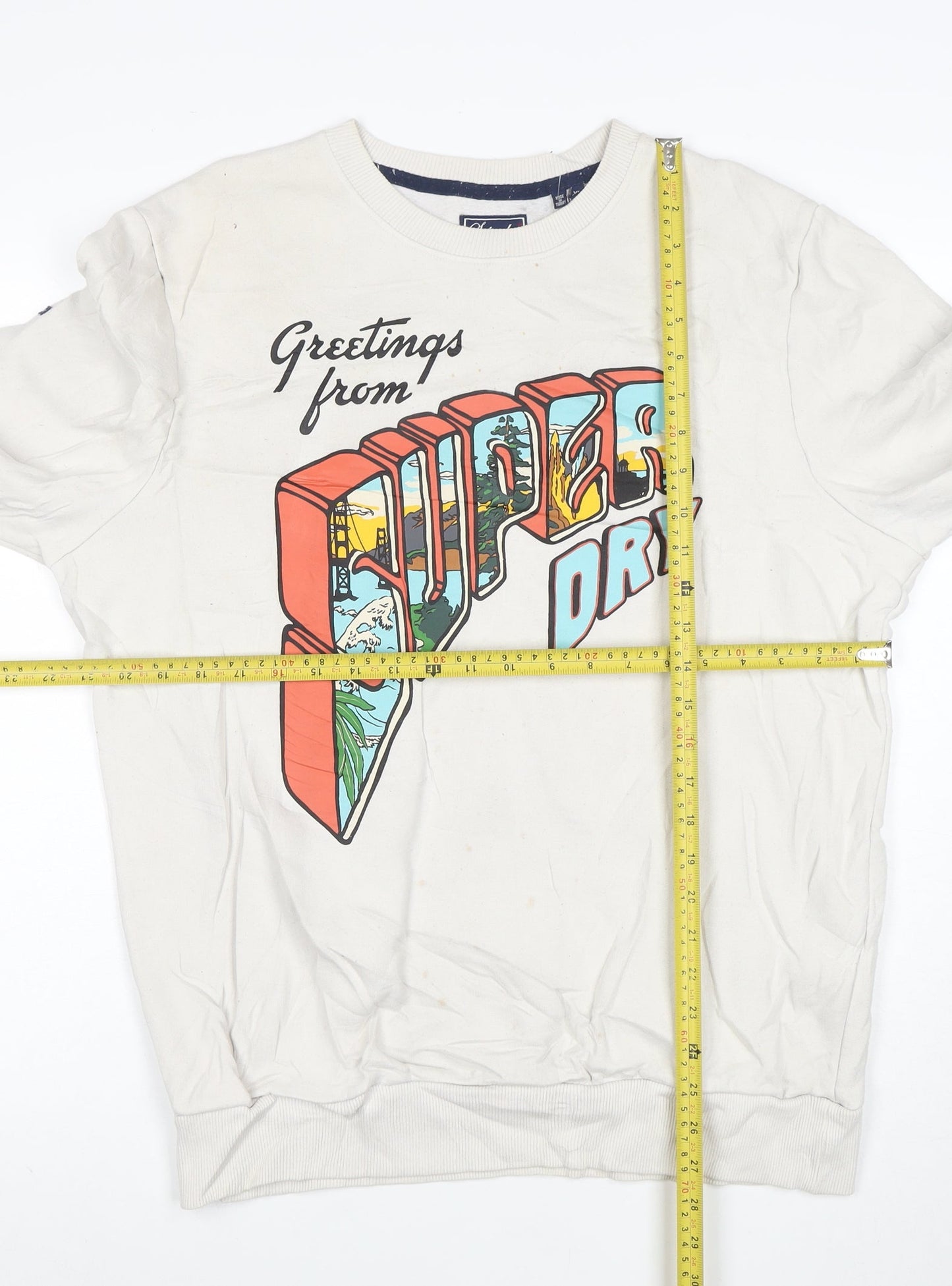 Superdry Mens White XL Graphic Print Crew Neck Pullover Sweatshirt
