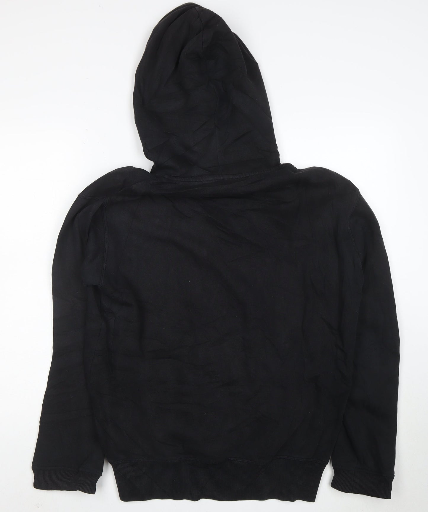 Napapijri Mens Black Pullover Hoodie Size S Logo Fleece Cotton