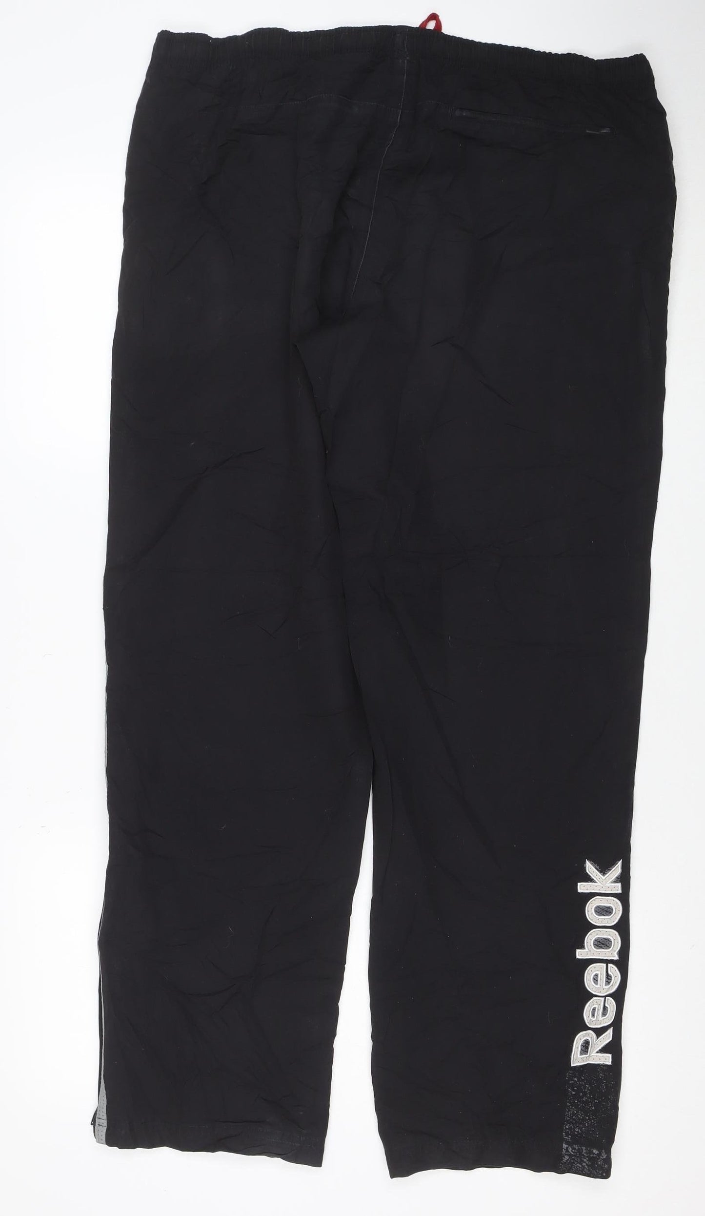 Reebok Men's Black L Track Pants Lightweight Reflective Sports Trousers
