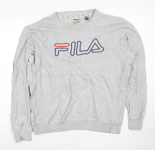 Fila Men's Grey Logo Pullover Sweatshirt Medium