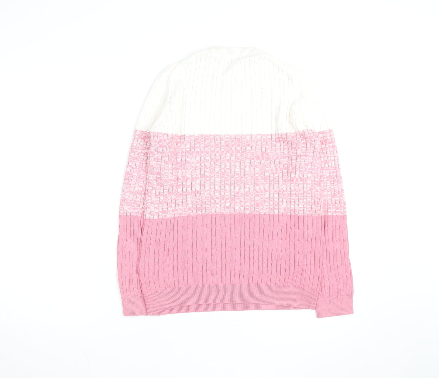 Crew Clothing Women Pink White Cable Knit Jumper Size 12