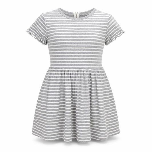 Warehouse Women’s Grey Striped Skater Dress Size 14 Short Sleeve