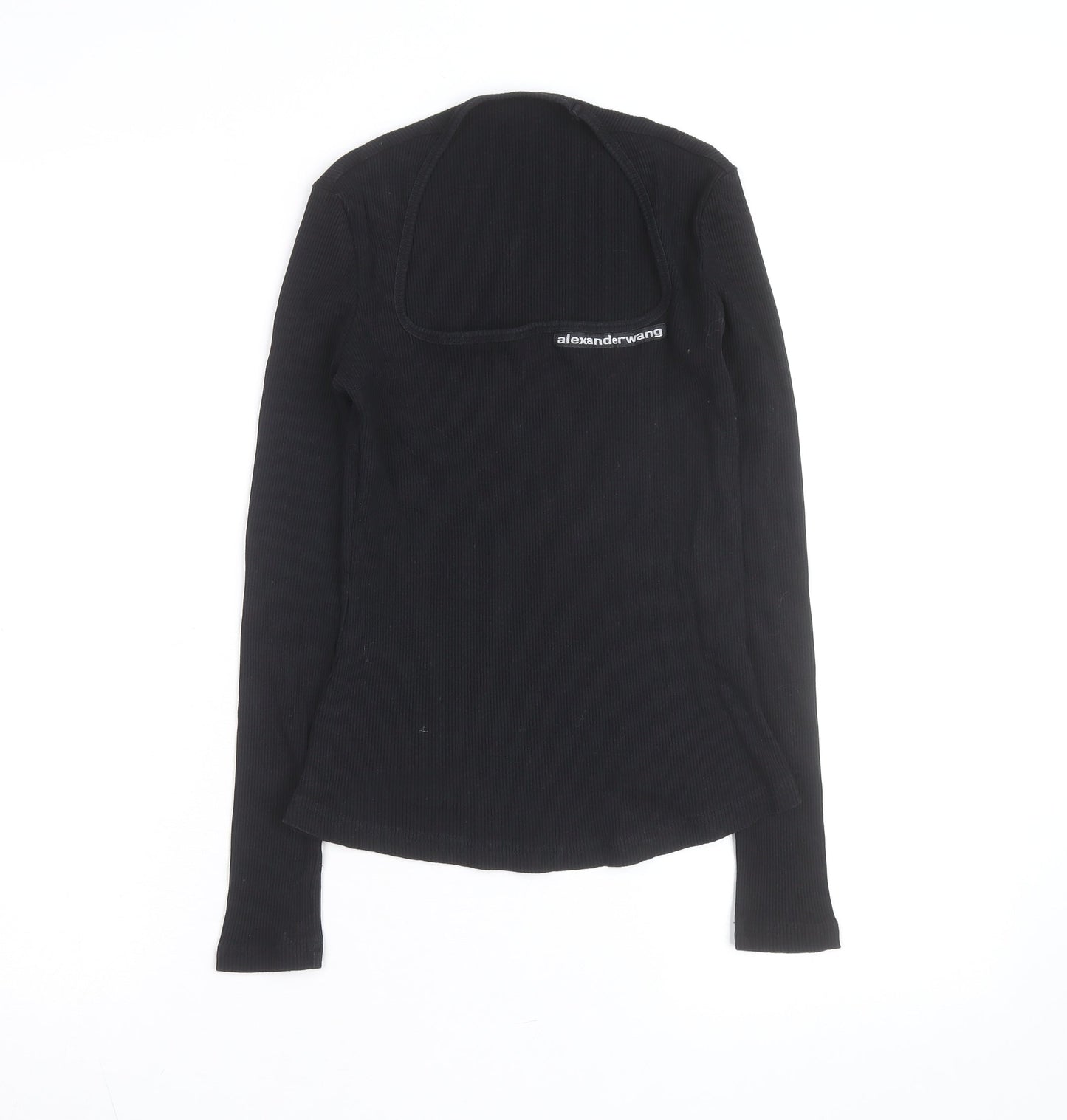 Alexander Wang Women's Black Long Sleeve Slim Fit Ribbed T-Shirt M