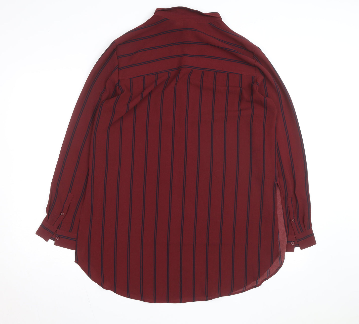 H&M Divided Women's Red Striped Long Sleeve Button-Up Shirt Size 12