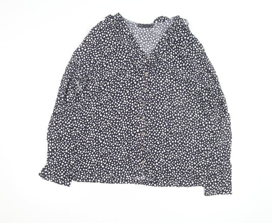 Marks and Spencer Women's Blue Polka Dot Ruffle Blouse Size 12