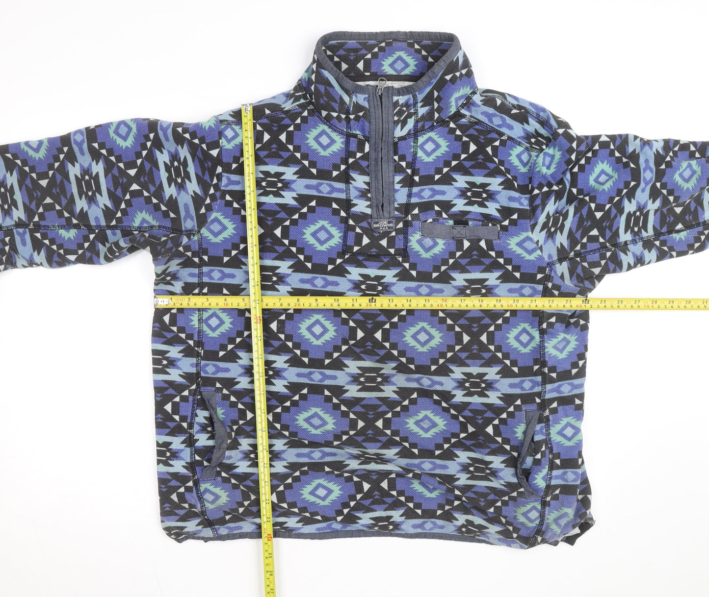 Joe Browns Men's Blue Aztec 1/4 Zip Cotton Sweatshirt XL