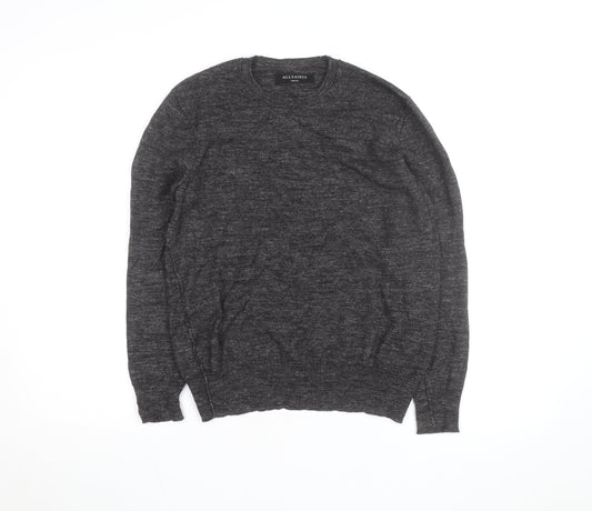 AllSaints Men’s Grey Wool Crew Neck Jumper Size S
