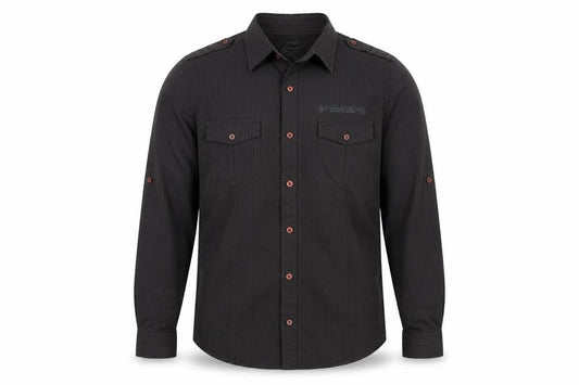 River Island Men's Black Striped Cotton Long Sleeve Button-Up Shirt M