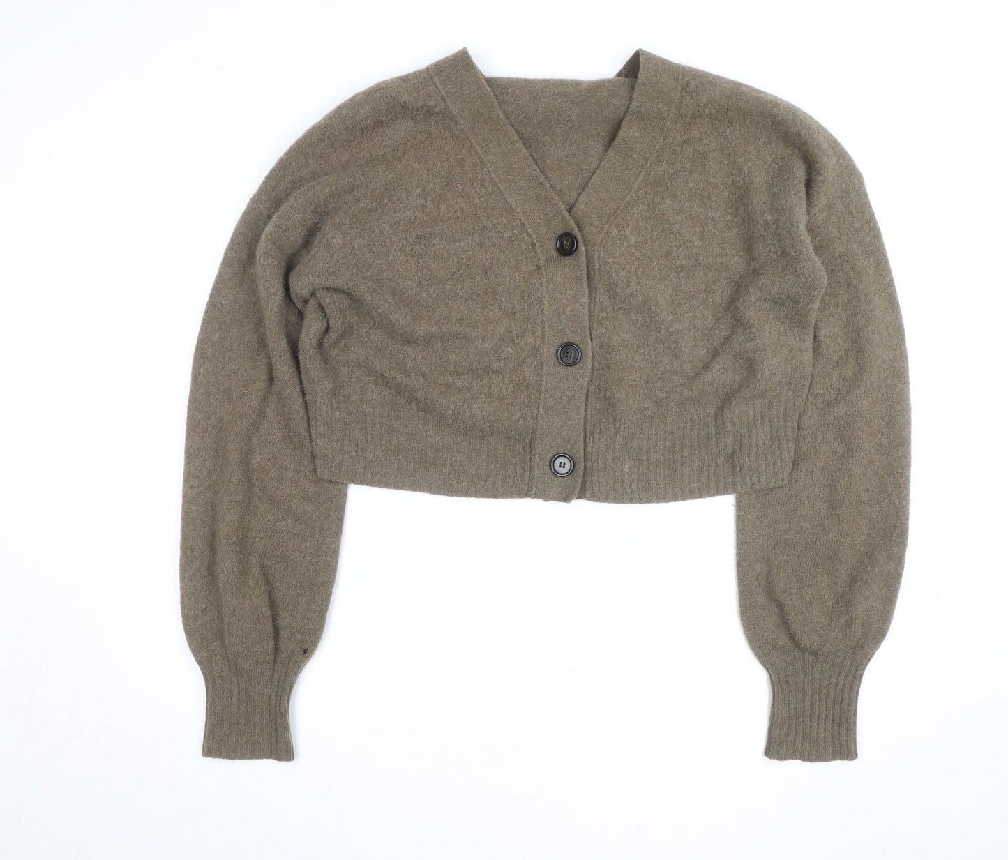 Arket Women's Brown Alpaca Merino Wool V-Neck Cardigan Size S