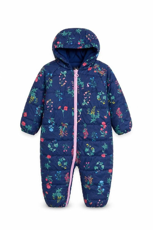 Joules Unisex Baby Navy Floral Hooded Puffer Snowsuit 12-18 Months