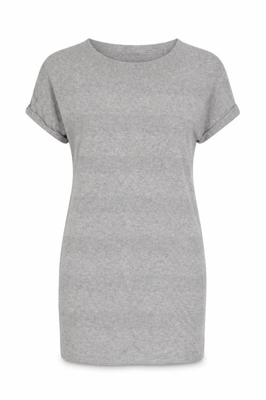Monsoon Women Grey Knit Shift Dress Size S Short Sleeve Crew Neck