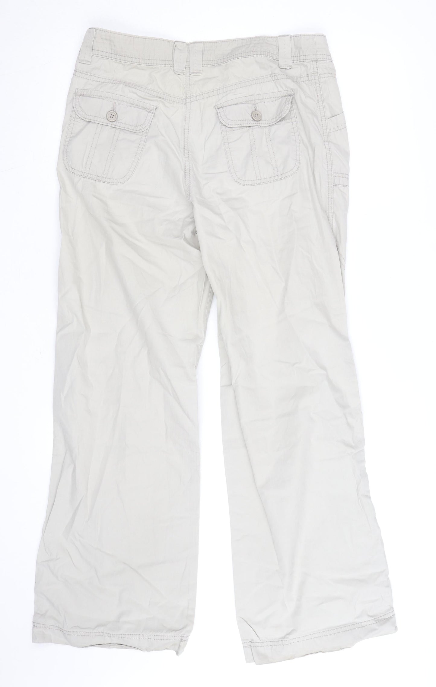 Marks and Spencer Womens Beige Cargo Trousers UK 12 Cotton Relaxed Fit