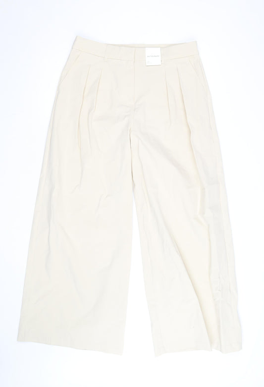 Marks and Spencer Women’s Beige Wide-Leg Cotton Trousers Size 12