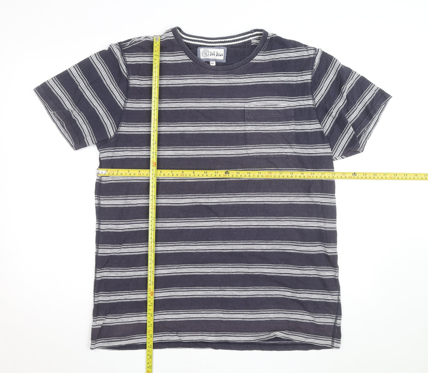Fat Face Men's Blue Striped Cotton Crew Neck T-Shirt XL