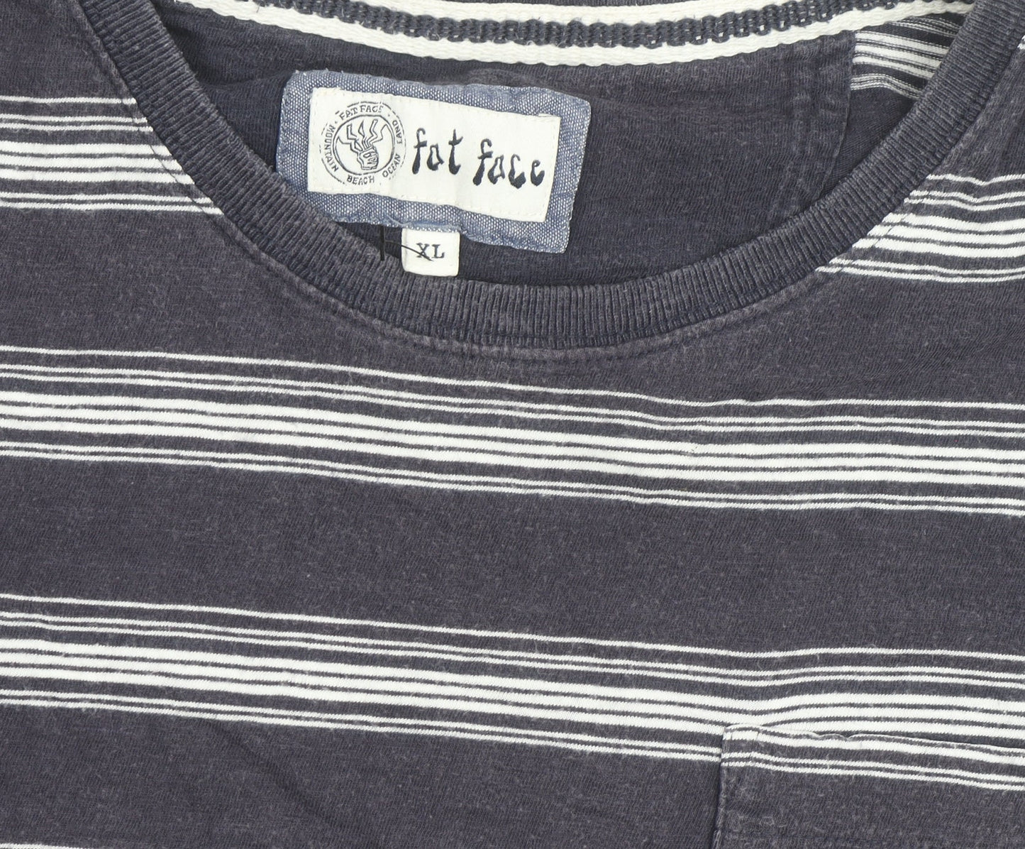Fat Face Men's Blue Striped Cotton Crew Neck T-Shirt XL
