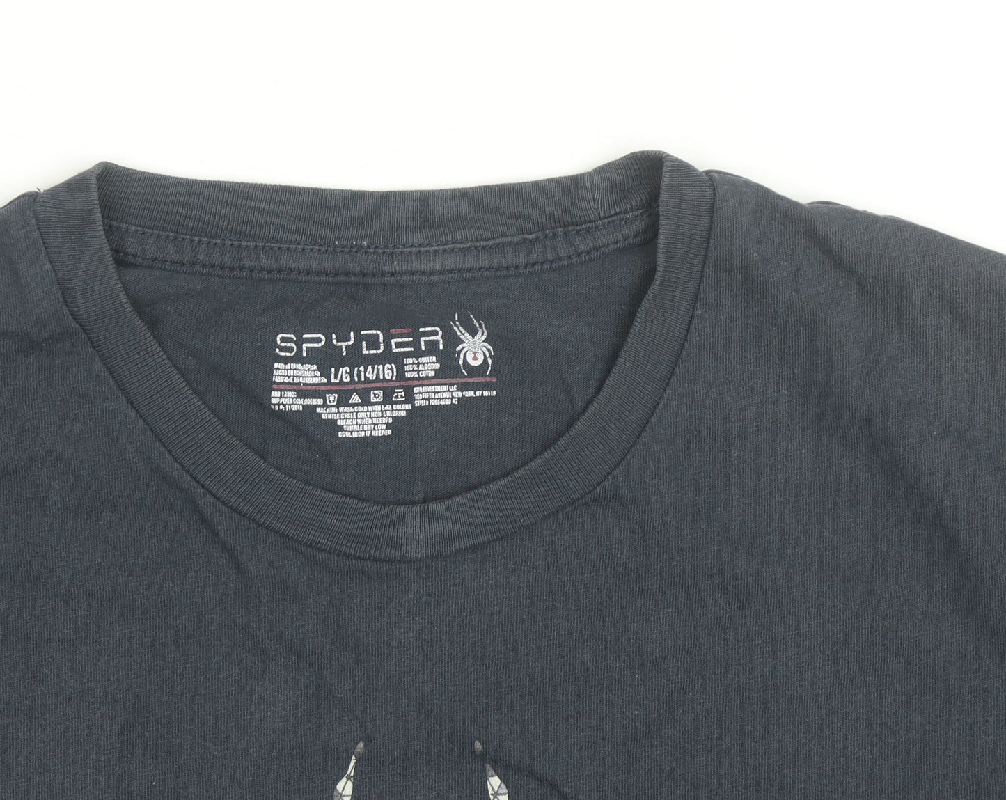 Spyder Boys Black Graphic Spider Logo Short Sleeve Cotton T-Shirt 14-16 Years