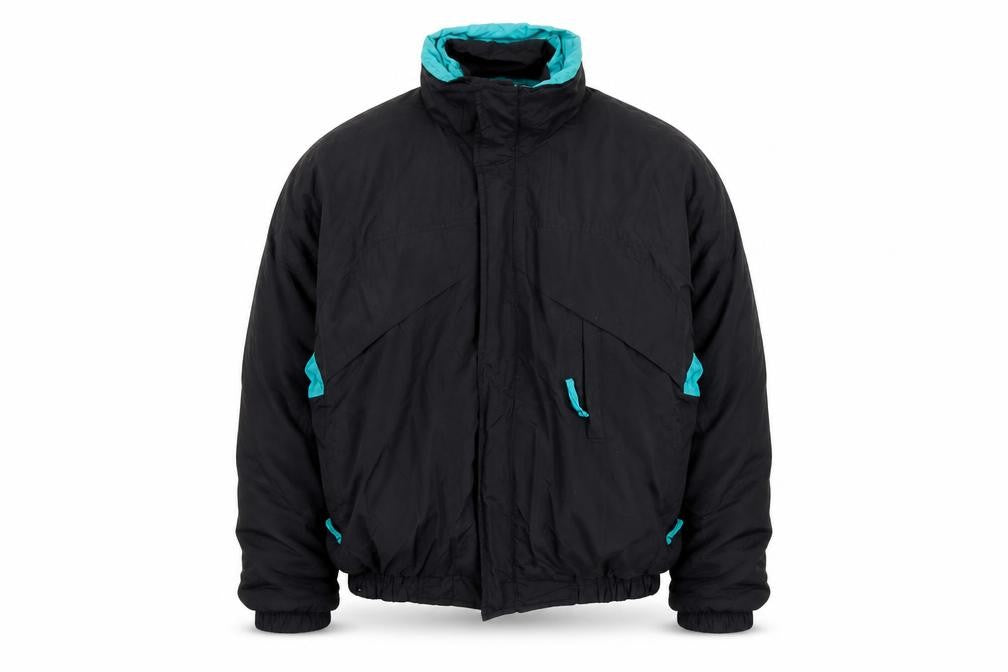 Herman's Men Black L 90s Retro Puffer Jacket Nylon Winter Coat