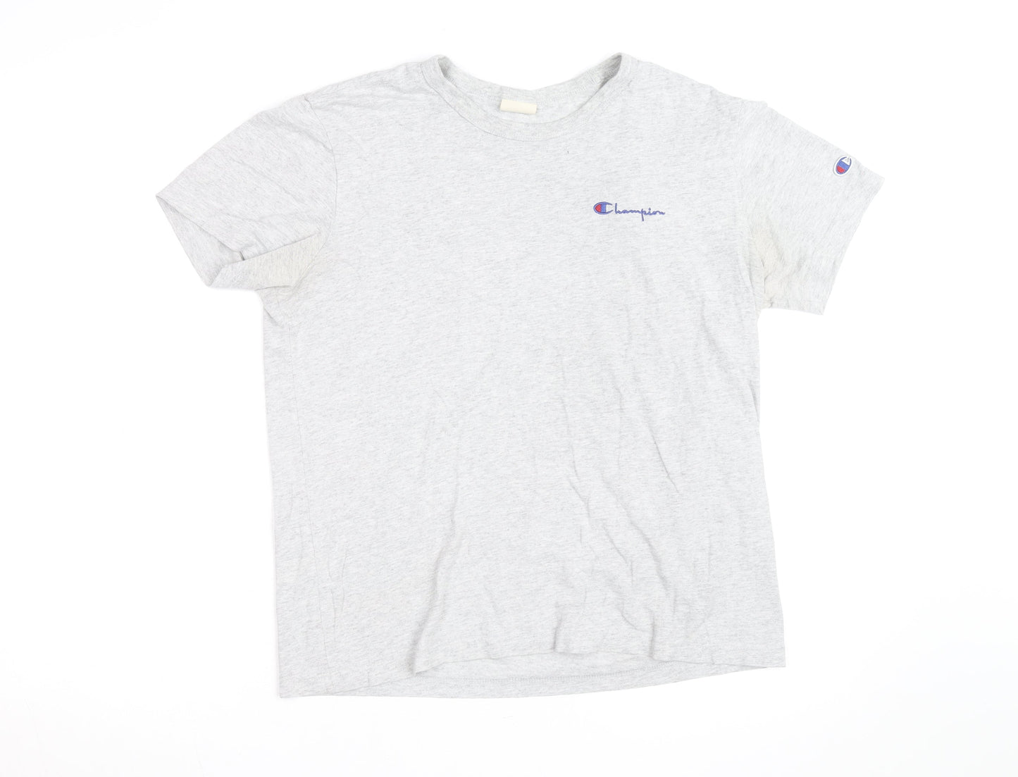 Champion Men's Grey Small Crew Neck Logo T-Shirt