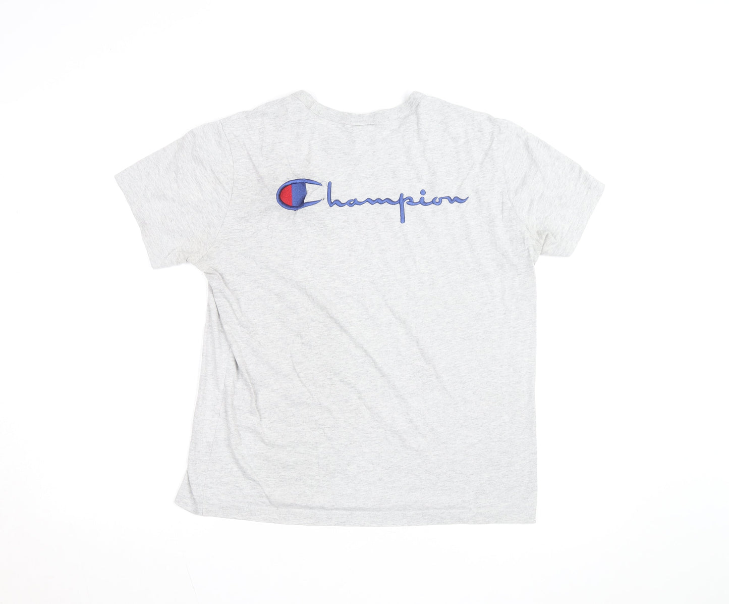 Champion Men's Grey Small Crew Neck Logo T-Shirt