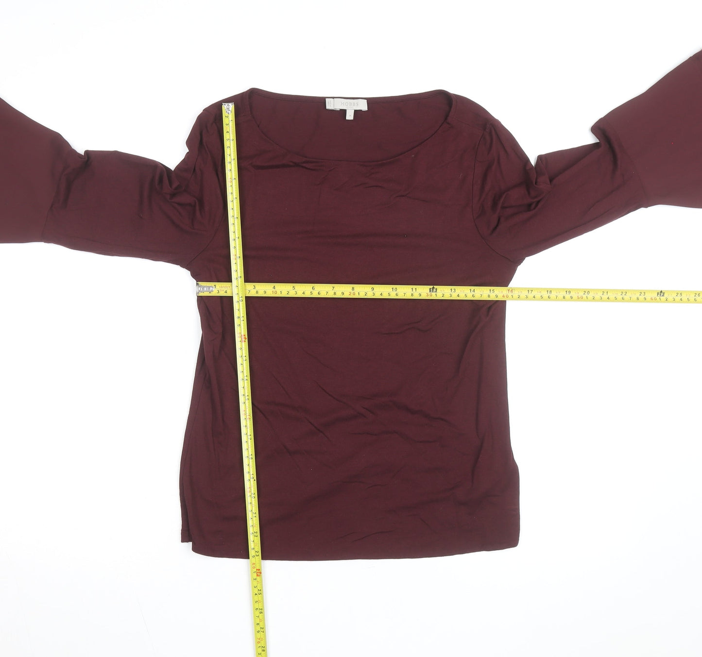 Hobbs Women Red Bell Sleeve Viscose Jersey Blouse Size M
