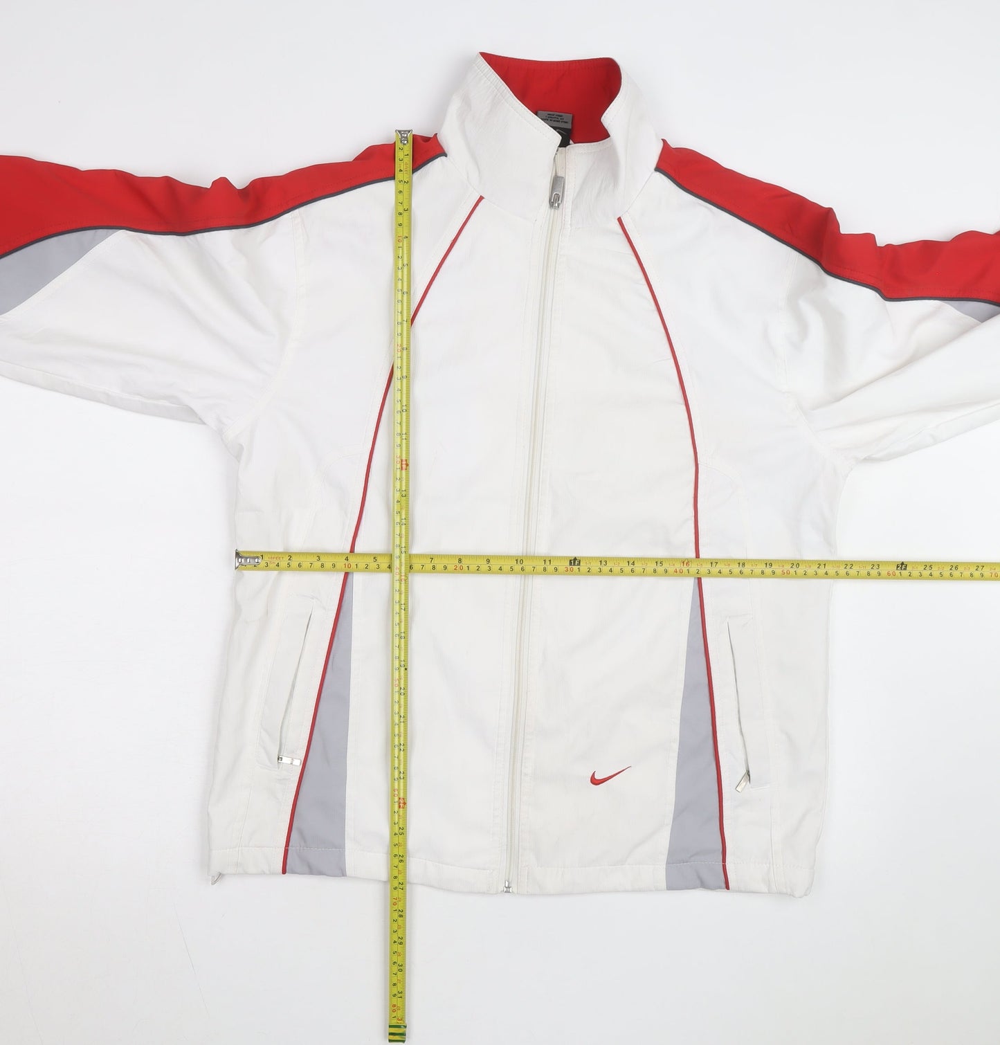 Nike Men's White Red 2XL Windbreaker Jacket Full Zip Sportswear