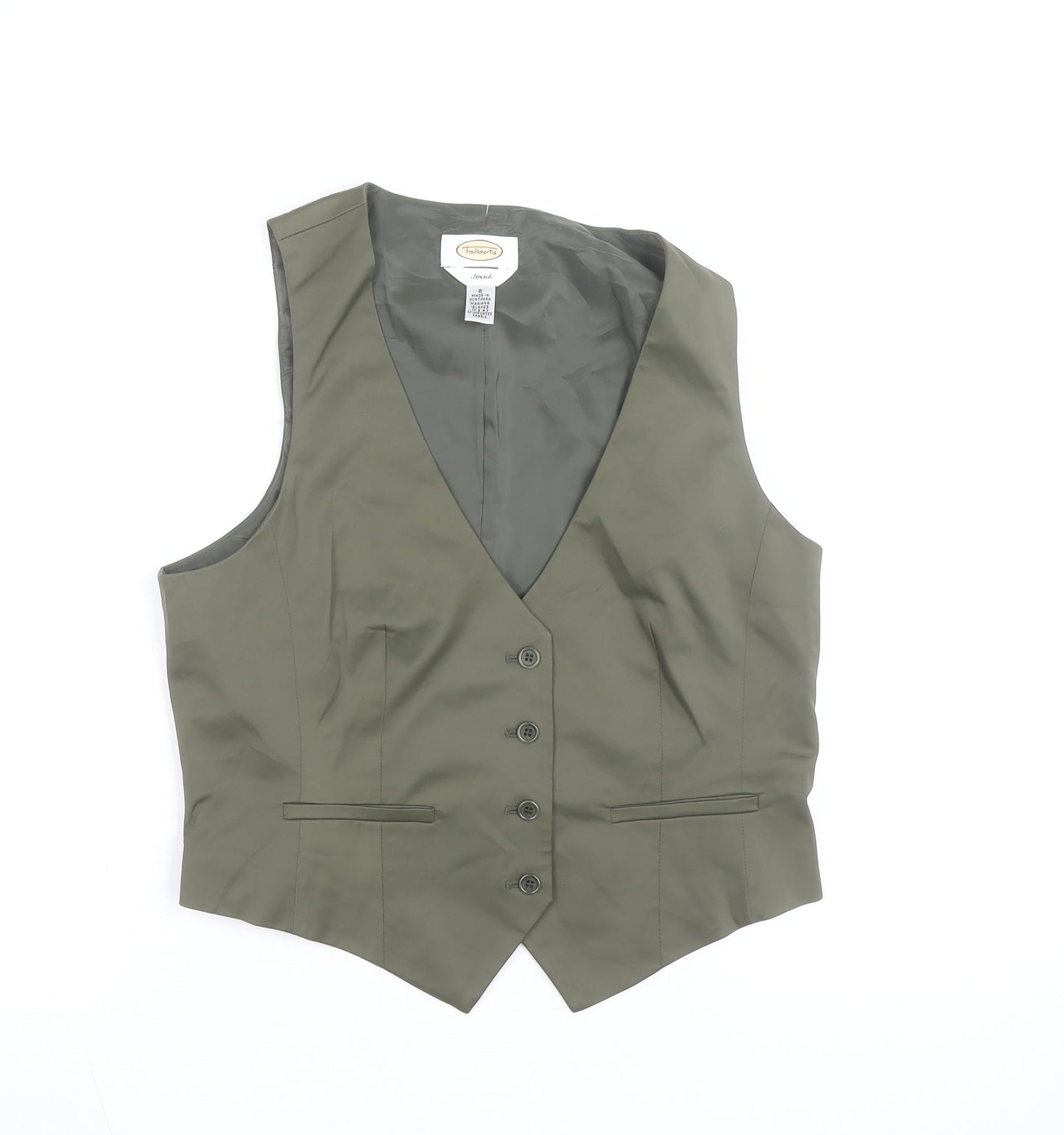 Talbots Women Khaki Green Suit Waistcoat Size 10 Stretch Classic Fit