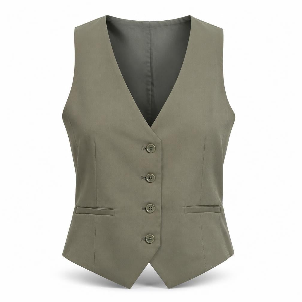 Talbots Women Khaki Green Suit Waistcoat Size 10 Stretch Classic Fit