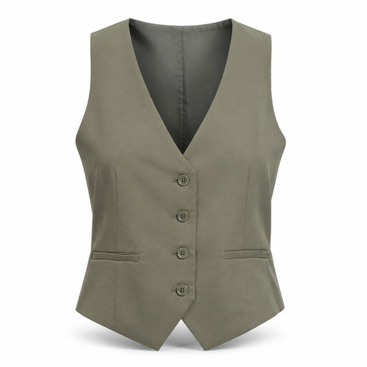 Talbots Women Khaki Green Suit Waistcoat Size 10 Stretch Classic Fit