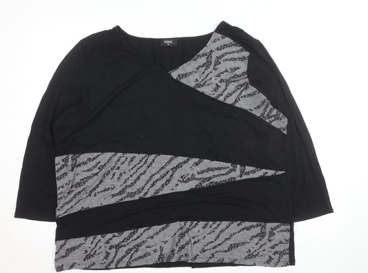 Klass Womens Black Animal Print Tunic Blouse 2XL Relaxed 3/4 Sleeve