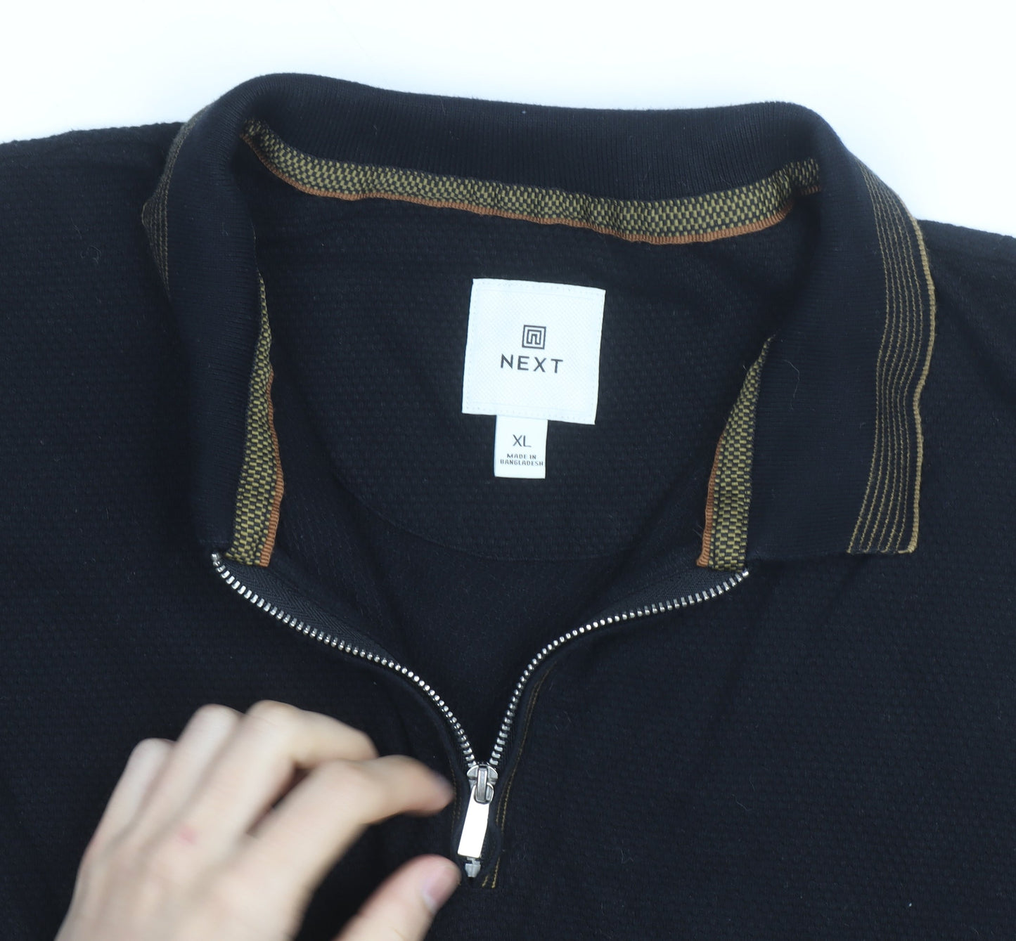 Next Men’s Black Zip Collar Short Sleeve Polo Shirt XL