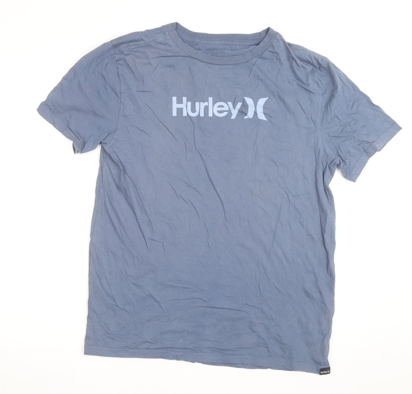 Hurley Men's Blue Large Everyday Washed Cotton Crew Neck T-Shirt