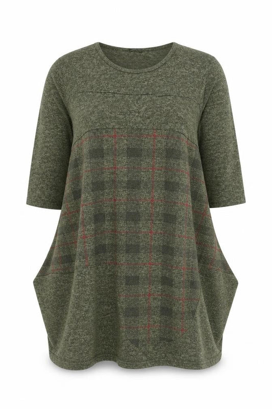 Luca Vanucci Women’s Green Check A-Line Knit Dress Size M
