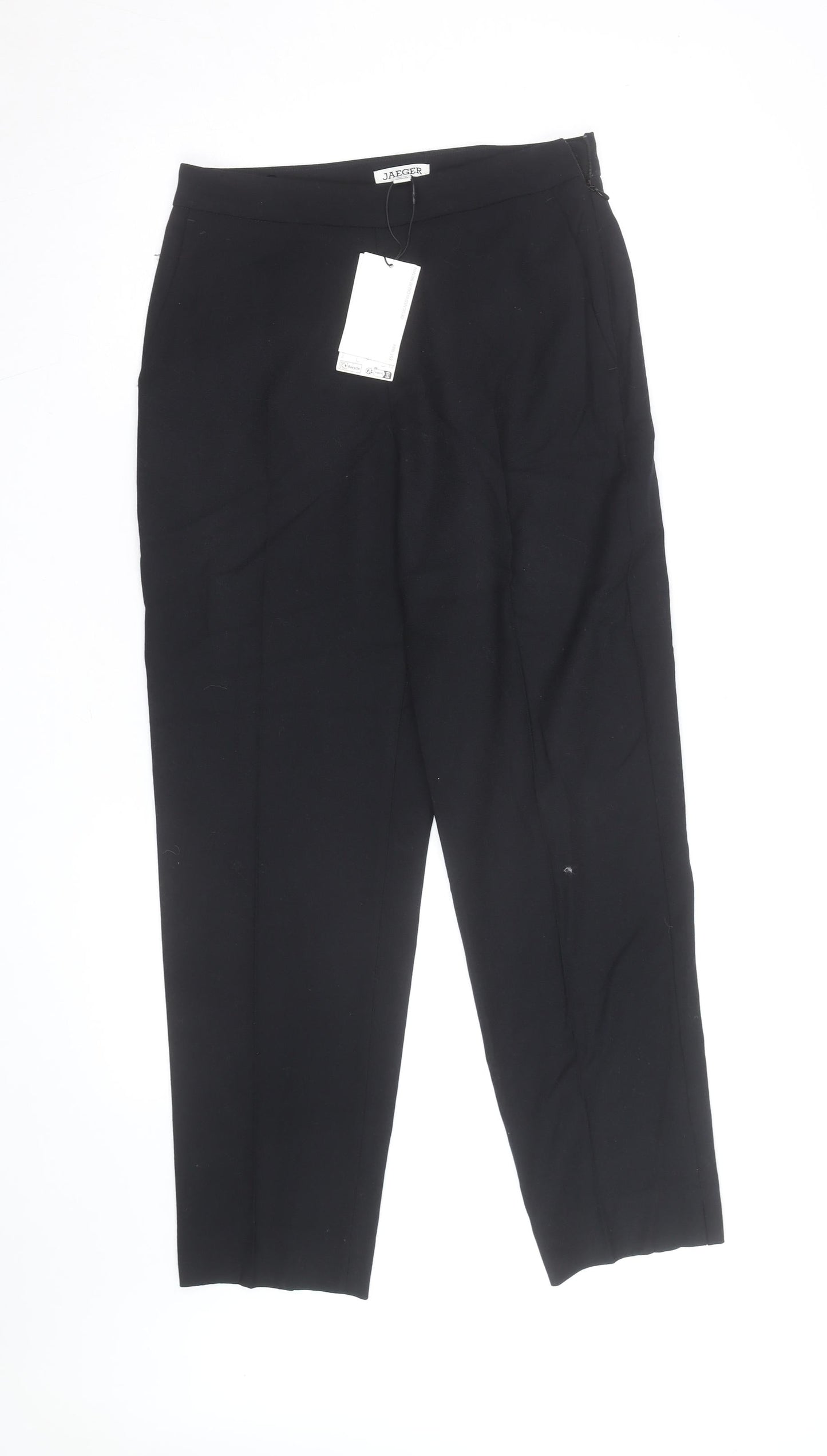 Jaeger Women Black Wool Tapered Dress Trousers Size 8