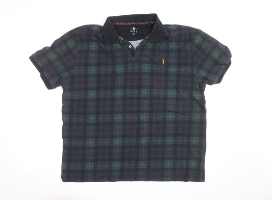 NEXT Men's Multicoloured Check Cotton Polo Shirt XL